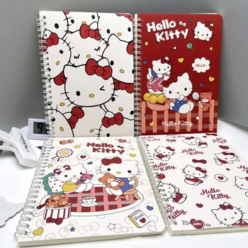 4шт Sanrio Spiral Book Coil Notebook Hello Kitty Pachacco Горизонтальный блокнот для изучения Корейского языка Школьными принадлежностями