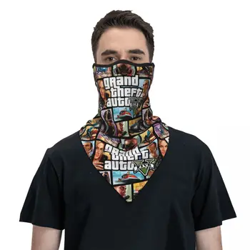 Grand Theft Auto Collage Бандана, гетры, Зимняя грелка для шеи, Ветрозащитный шарф-накидка для походов, Приключенческая игра GTA, маска для лица