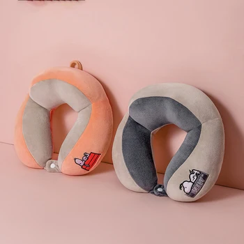 Официальная U-образная подушка Kawaii Miniso Snoopys с вышивкой, переносная подушка для защиты шеи в самолете, дорожная подушка для шеи для друга