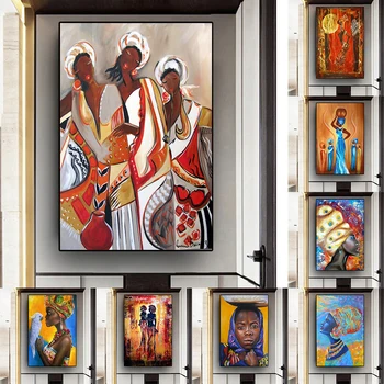 Портрет Африканской женщины, картина на холсте, плакаты и принты, настенные рисунки, домашний декор для гостиной, без рамки, Cuadros